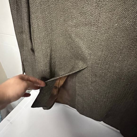 Vintage mens Donna Karen New York wool grey/brown blazer shoulder pads size 40R - Picture 3 of 8